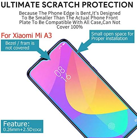 מקרה ytaland עבור Xiaomi Mi A3, עם מגן מסך זכוכית מחוסמת. [עמיד נגד שריטות נגד סתים] מארז אטום הלם רך TPU